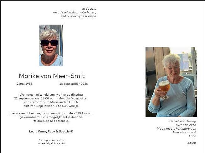 Marieke van Meer overleden